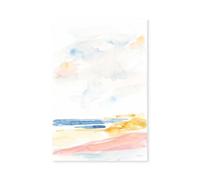 Hexoa Peinture mer Plage Watercolor - Made in France - Toile imprimée 40x60