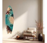 Hexoa Planche de Surf décorative Bleu et Bois Born from The Sea Alu - Made in France