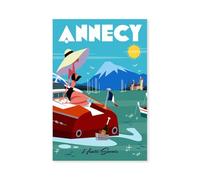 Hexoa Poster de Vedette du lac d' Annecy - Made in France - Affiche Seule 60x90