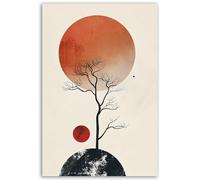 Hexoa Tableau Arbre et soleils minimalistes - Made in France - 40x60