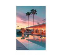 Hexoa Tableau Architecture Maison avec Piscine sur Los Angeles - Made in France - Tableau Verre Acrylique 60x90