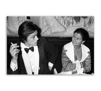 Hexoa Tableau de célébrités Alain Delon et Simone Veil - Made in France - Toile imprimée 60x40