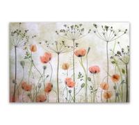 Hexoa Tableau de Fleurs Prairie de Coquelicots - Made in France - Toile imprimée 90x60