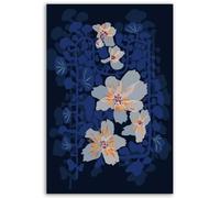 Hexoa Tableau de Fleurs Tableau orchidées Bleues en Ombre Douce - Made in France - Toile imprimée 60x90
