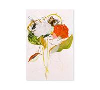 Hexoa Tableau Fleurs Note Rose - Made in France - Toile imprimée 60x90