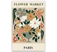 Hexoa Tableau Flower Market Paris Bouquet Vintage - Made in France - 40x60
