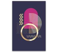 Hexoa Tableau géométrique Anneau doré Fond Violet - Made in France - 40x60
