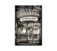 Hexoa Tableau Noir et Blanc métropolitain Paris - Made in France - Toile imprimée 40x60