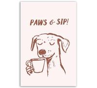 Hexoa Tableau Paws & Sip Chien café - Made in France - 40x60