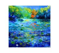 Hexoa Tableau Paysage nenuphars et nymphéas - Made in France - Toile imprimée 80x80