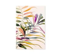 Hexoa Tableau Peinture Fleurs Palm Color - Made in France - Toile imprimée 30x45