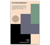 Hexoa Tableau postmodernisme Formes géométriques Beige et Vert - Made in France - 40x60