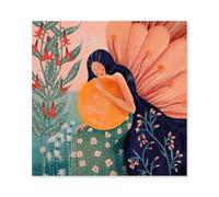 Hexoa Tableau Princesse aux Fleurs - Made in France - Toile imprimée 50x50