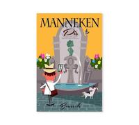 Hexoa Tableau Retro Manneken pis à Bruxelles - Made in France - Tableau Verre Acrylique 30x45
