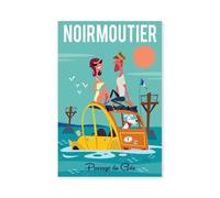 Hexoa Tableau Road Trip à noirmoutier - Made in France - Toile imprimée 30x45