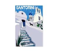 Hexoa Tableau Santorini - Made in France - Toile imprimée 40x60