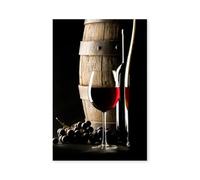 Hexoa Tableau tonneau et Verre de vin Rouge - Made in France - Tableau Verre Acrylique 60x90