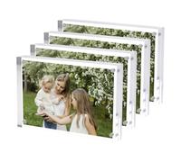 Hexsonhoma Lot de 4 cadres photo magnétiques en acrylique - 10 x 15 cm - Double face - Sans cadre - Pour bureau - Protection UV - 10 x 15 cm