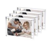 Hexsonhoma Lot de 4 cadres photo magnétiques en acrylique - 13 x 18 cm - Transparent - Double face - Pour affichage sur pied, annonceur de marque - Protection UV