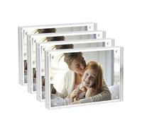Hexsonhoma Lot de 4 cadres photo magnétiques en acrylique - 6 x 9 cm - Transparents - Double face - Écran autoportant sans cadre - Porte-monnaie - Petits cadres photo pour 6 x 9 cm