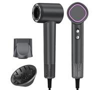 HEXTEK seche cheveux professionnel, seche cheveux ionique, 500 millions d'ions négatifs, moteur sans balais 160.000 RPM pour un séchage rapide,voyage compactn(Gris)
