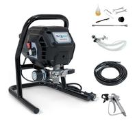 HEXWELT Airless 700-1300 W - Pression jusqu'à 227 Bars, débit 1,2-2,4 l/Min. Kit Comprenant : Pistolet, buse, Flexible Haute Pression 7,5-15 m et rallonge. avec régulation de Pression. (HW-AM-10)