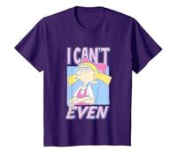Hey Arnold! Iconic Helga Pataki I Can't Even Big Chest Logo T-Shirt, Enfant, Violet, 6 Ans