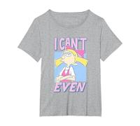Hey Arnold! Iconic Helga Pataki I Can't Even Big Chest Logo T-Shirt, Femme Grandes Tailles, Gris Chiné, 4X