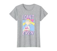 Hey Arnold! Iconic Helga Pataki I Can't Even Big Chest Logo T-Shirt, Femme, Gris Chiné, XS
