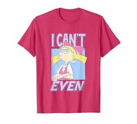 Hey Arnold! Iconic Helga Pataki I Can't Even Big Chest Logo T-Shirt, Homme, Rouge Chiné, M