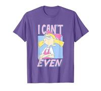 Hey Arnold! Iconic Helga Pataki I Can't Even Big Chest Logo T-Shirt, Homme, Violet Chiné, S