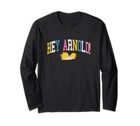 Hey Arnold! Retro Rainbow Arch Arnold Face Design Manche Longue