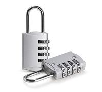 Hey.Beauty - 2 Pcs Cadenas à Combinaison, Cadenas Code 4 Chiffre - Antivol Sécurité, en Alliage de Zinc - Idéal pour Ecole, Casier, Valise de Voyage, Boîte à outils, Vélos, Portail Etc(Argent)