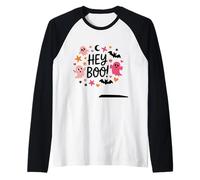 Hey Boo Chemise Mignonne Rose Orange fantôme étoiles crânes Chauves-Souris Manche Raglan