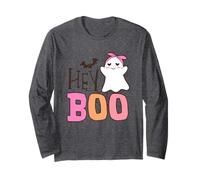 Hey Boo Ghost Cute Halloween Texte Style Manche Longue