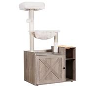 Hey-brother Arbre à chat avec enclos à litière XL, tour à chat tout-en-un pour chats d'intérieur avec grand hamac, lit, station d'alimentation, griffoirs, meubles pour animaux de compagnie, meubles de