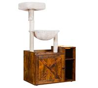 Hey-brother Arbre à chat avec enclos à litière XL, tour à chat tout-en-un pour chats d'intérieur avec grand hamac, lit, station d'alimentation, griffoirs, meuble pour animaux de compagnie, mobilier de