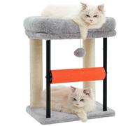 Hey-brother Arbre à chat avec griffoir roulant, plateformes spacieuses en peluche, colonne entièrement enveloppée de sisal et balle de jouet en peluche, lit robuste pour chatons d'intérieur, 48 cm