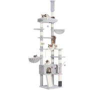 Hey-brother Arbre à chat de 240,5 à 279,3 cm, hauteur réglable, grande tour d'escalade pour chats et adultes avec griffoir, gris clair 0MPJ091W
