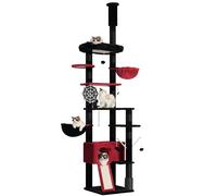 Hey-brother Arbre à chat gothique de 240,5 à 279,3 cm, hauteur réglable, grande tour d'escalade pour chats et adultes avec griffoir, noir et rouge 0MPJ091BR