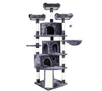 Hey-brother Arbre à Chat XXL, Arbre à Chat Stable avec 3 perchoirs douillets, Gris fumé EMPJ032G