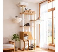 Hey-brother Arbre Chat Bois 184cm Multi-étages, Style Moderne, MPJ121WB