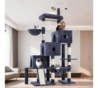 Hey-brother Tour d'arbre à chat, griffoirs avec 3 niches, grand panier, lit confortable, planche de sisal, chemin d'escalade étape par étape et jouets, meubles de 190 cm pour grands chats d'intérieur