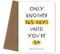 Hey Chimp Carte d'anniversaire 58 ans pour homme et femme - Only Another 365 Days Until You're 159,9 cm Celebrate Turning 58 Years Old and being Age 58