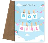 Hey Chimp Cartes de fête prénatale amusantes pour les parents ou carte de révélation du sexe pour future maman - Devinez le sexe du bébé - Carte de prédiction du sexe du bébé - Garçon ou fille ?