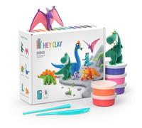 HEY CLAY - 15 boîtes de pâte à modeler | Activité manuelle pour enfants | Argile autodurcissante | Jouet fille et garçon 3-7 ans | Loisirs créatifs (Dinosaures)