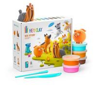HEY CLAY - 15 boîtes de pâte à modeler | Activité manuelle pour enfants | Argile autodurcissante | Jouet fille et garçon 3-7 ans | Loisirs créatifs (Histoire de Chiens)