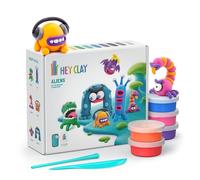 Hey Clay Aliens - 15 Boîtes de Pâte à Modeler Auto-durcissante pour Enfants avec Application Interactive - Kit Créatif et Éducatif d’Activités Manuelles