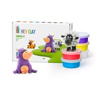 HEY CLAY Animaux Pack - 6 boîtes de pâte à modeler | Activité manuelle pour enfants | Argile autodurcissante | Jouet fille et garçon 3-7 ans | Loisirs créatifs (Vache, Chien, Mouton)