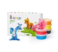 HEY CLAY Animaux Pack - 6 boîtes de pâte à modeler séchant à l'air pour enfants de 3 ans et plus - Kit créatif d'arts et d'artisanat (Cheval, Lapin, Petit Cochon)